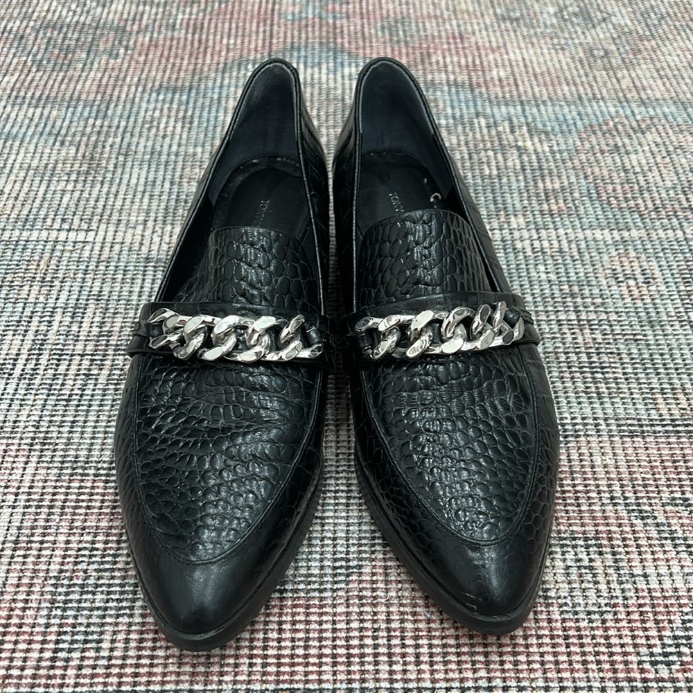 Tony Bianco Molly croc embossed chain loafers
